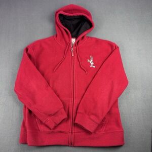 That's All Folks Zip Up Hoodie Red Pre-owned